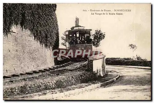 Environs de Rouen Cartes postales Bonsecours le virage de la route neuve (train)