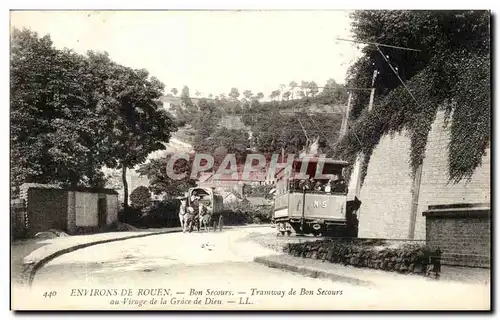 Rouen Cartes postales Environs de Rouen Bon Secours Tramway au virage de la Grace de Dieu TOP