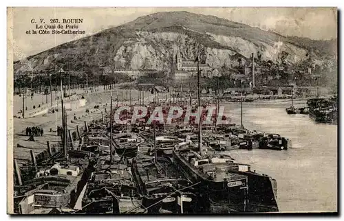 Rouen Cartes postales le quai de Paris et la cote Ste CAtherine