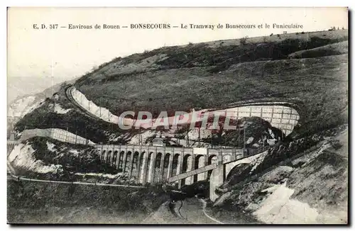 Environs de Rouen Ansichtskarte AK Bonsecours Le tramway et le funiculaire