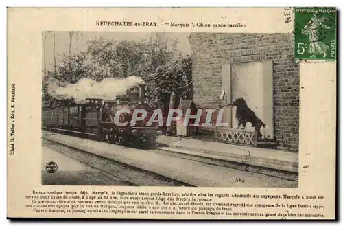 Neufchatel-en-Bray- Marquis Chien garde-barriere-train- trompette-Cartes postales