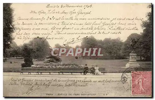 PAriS (14) Cartes postales Entree du parc Montsouris