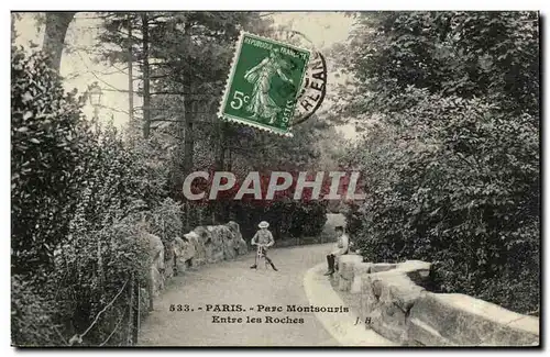 Paris (14) - Le Parc Montsouris- Entre Les Roches-Ansichtskarte AK