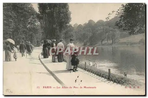 Paris (14)- Parc Montsouris-Les allees-Vue du Lac-Enfants-Canard-Ansichtskarte AK-