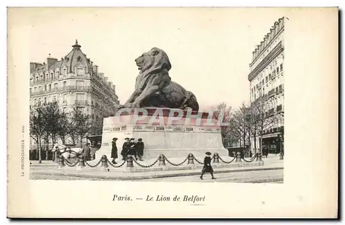 Paris (14)- Lion de Belfort-cheval-Place Denfert Rochereau-Oeuvre de Bartholdi-Ansichtskarte AK