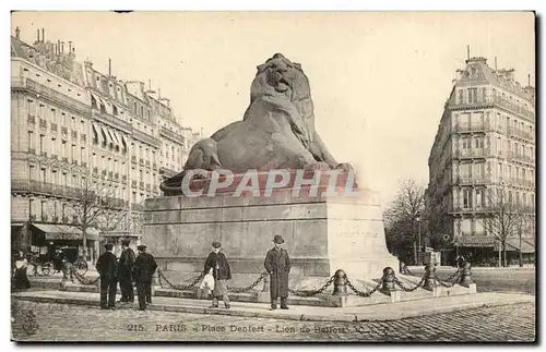 Paris (14)- Lion de Belfort-homme-Place Denfert Rochereau-Oeuvre de Bartholdi-Ansichtskarte AK