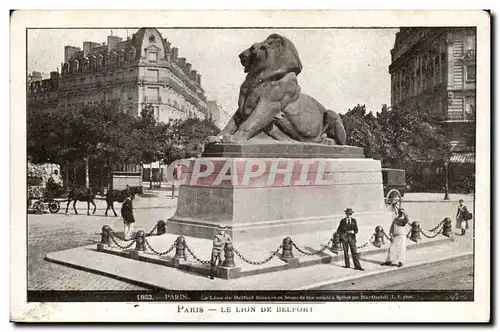 Paris (14)- Lion de Belfort-homme-cheval-Place Denfert Rochereau-Oeuvre de Bartholdi-Ansichtskarte AK