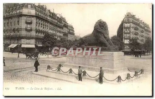 Paris (14)- Lion de Belfort-homme-cheval-Place Denfert Rochereau-Oeuvre de Bartholdi-Ansichtskarte AK