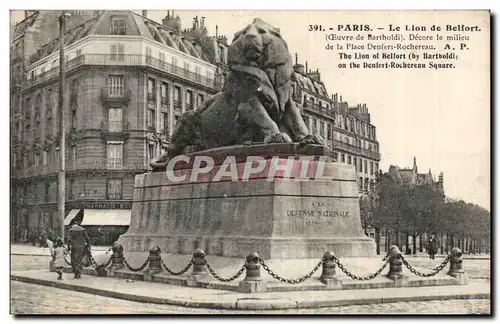 Paris (14)- Lion de Belfort--cheval--Place Denfert Rochereau-Oeuvre de Bartholdi-Ansichtskarte AK