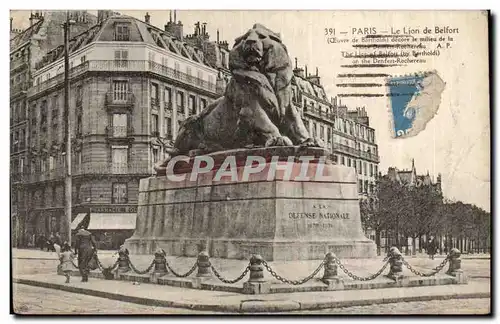 Paris (14)- Lion de Belfort--cheval--Place Denfert Rochereau-Oeuvre de Bartholdi-Ansichtskarte AK