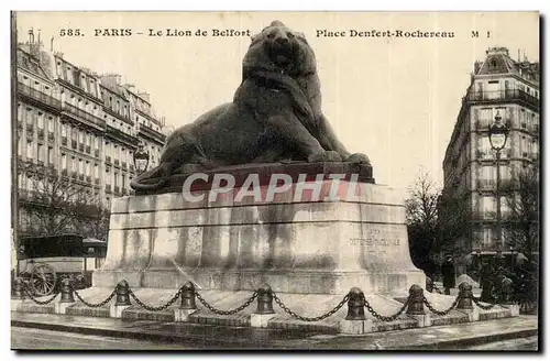 Paris (14)- Lion de Belfort--cheval--Place Denfert Rochereau-Oeuvre de Bartholdi-Ansichtskarte AK