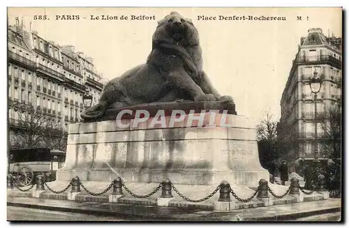 Paris (14)- Lion de Belfort--cheval--Place Denfert Rochereau-Oeuvre de Bartholdi-Ansichtskarte AK