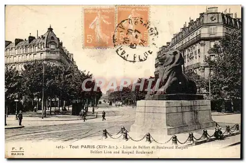 Paris (14)- Lion de Belfort -Place Denfert Rochereau-Oeuvre de Bartholdi-Cartes postales