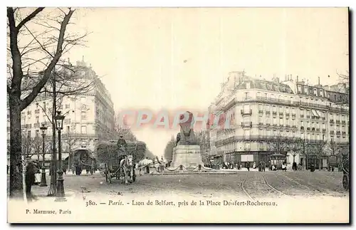 Paris (14)- Lion de Belfort-cheval- -Place Denfert Rochereau-Oeuvre de Bartholdi-Ansichtskarte AK