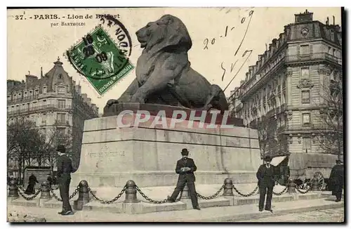 Paris 14 - Le Lion de Belfort - Bartholdi - Sculpteur - Boulevard Raspail et Rue Denfert Rochereau -