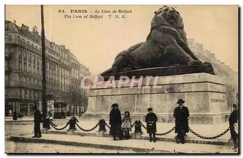 Paris 14 - Le Lion de Belfort - Bartholdi - Sculpteur - Boulevard Raspail et Rue Denfert Rochereau -