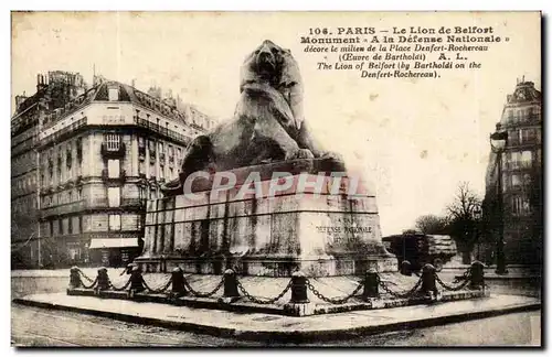 Paris 14 - Le Lion de Belfort - Bartholdi - Sculpteur - Boulevard Raspail et Rue Denfert Rochereau -