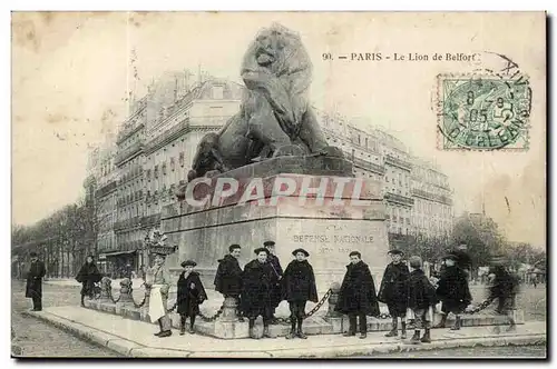 Paris 14 - Le Lion de Belfort - Bartholdi - Sculpteur - Boulevard Raspail et Rue Denfert Rochereau -