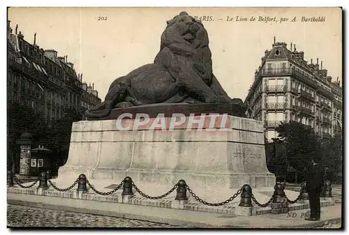 Paris 14 - Le Lion de Belfort - Bartholdi - Sculpteur - Boulevard Raspail et Rue Denfert Rochereau -