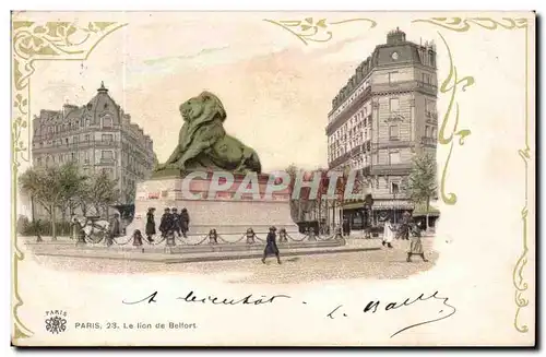 Paris 14 - Le Lion de Belfort - Boulevard Raspail et Rue Denfert Rochereau - Ansichtskarte AK