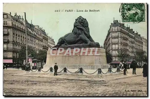 Paris - 14 - Le Lion de Belfort - Bartholdi - Sculpteur - Boulevard Raspail et Rue Denfert Rochereau