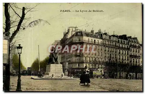 Paris - 14 - Le Lion de Belfort - Bartholdi - Sculpteur - Boulevard Raspail et Rue Denfert Rochereau