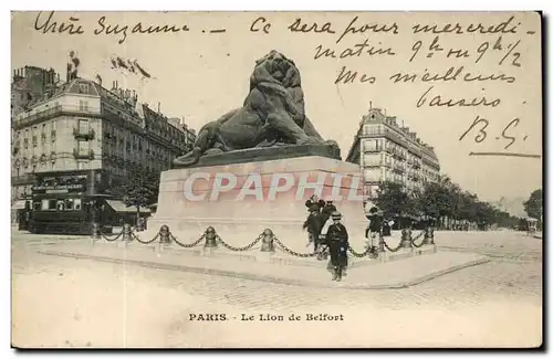 Paris - 14 - Le Lion de Belfort - Bartholdi - Sculpteur - Boulevard Raspail et Rue Denfert Rochereau