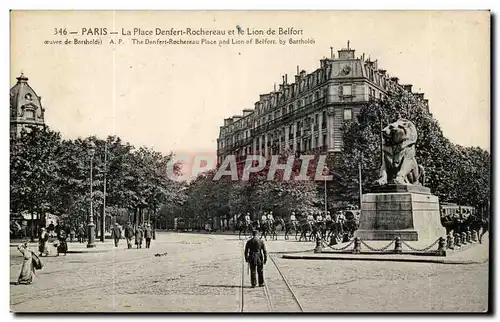 Paris - 14 - Le Lion de Belfort - Boulevard Raspail et Rue Denfert Rochereau - Ansichtskarte AK