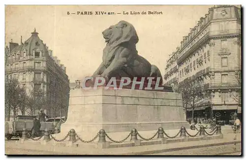 Paris - 14 - Le Lion de Belfort - Boulevard Raspail et Rue Denfert Rochereau - Ansichtskarte AK