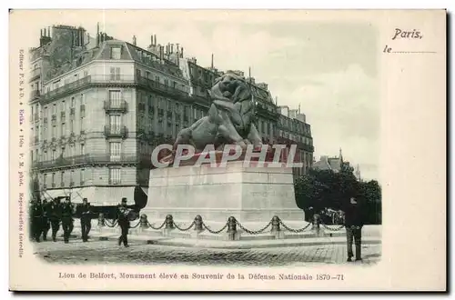 Paris - 14 - Le Lion de Belfort - Boulevard Raspail et Rue Denfert Rochereau - Ansichtskarte AK