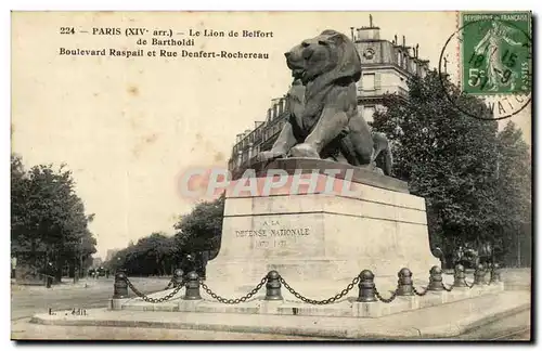 Paris(14)-Le Lion de Belfort-Oeuvre de Bartholdi-Place Denfert-Rochereau-The Lion of Belfort-Cartes postales