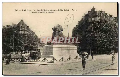 Paris(14)-Automobile- Le Lion de Belfort-Oeuvre de Bartholdi-Place Denfert-Rochereau-The Lion of Bel