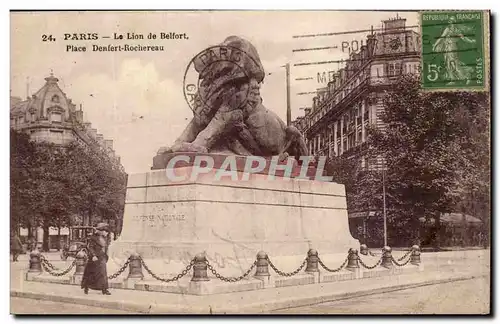 Paris(14)- Le Lion de Belfort-Oeuvre de Bartholdi-Place Denfert-Rochereau-The Lion of Belfort-Ansichtskarte AK