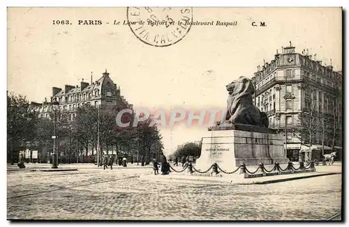 Paris(14) Le Lion de Belfort-Oeuvre de Bartholdi-Place Denfert-Rochereau-The Lion of Belfort-Ansichtskarte AK