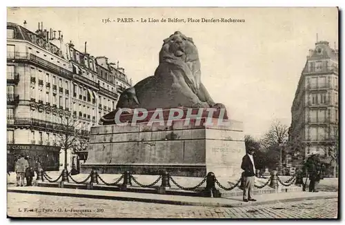 Paris(14) Le Lion de Belfort-Oeuvre de Bartholdi-Place Denfert-Rochereau-The Lion of Belfort-Cartes postales