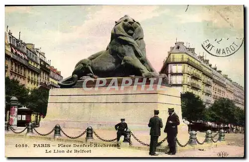 Paris(14) Le Lion de Belfort-Oeuvre de Bartholdi-Place Denfert-Rochereau-The Lion of Belfort-Cartes postales