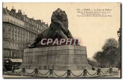 Paris(14) Le Lion de Belfort-Oeuvre de Bartholdi-Place Denfert-Rochereau-The Lion of Belfort-Ansichtskarte AK