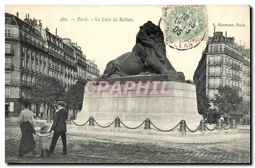 Paris(14) Enfant- Le Lion de Belfort-Oeuvre de Bartholdi-Place Denfert-Rochereau-The Lion of Belfort