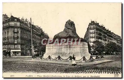 Paris(14) Le Lion de Belfort-Oeuvre de Bartholdi-Place Denfert-Rochereau-The Lion of Belfort-Cartes postales