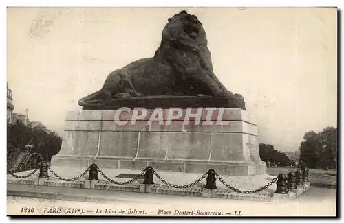 Paris(14) Le Lion de Belfort-Oeuvre de Bartholdi-Place Denfert-Rochereau-The Lion of Belfort-Ansichtskarte AK