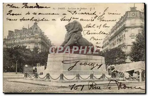 Paris(14) Le Lion de Belfort-Oeuvre de Bartholdi-Place Denfert-Rochereau-The Lion of Belfort-Ansichtskarte AK