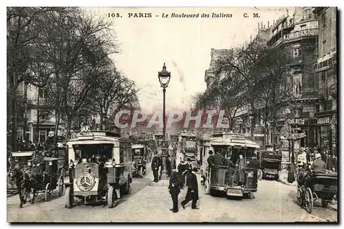 Paris (14) -Le Boulevard des Italiens- Tramway-Mercedes-cheval-Cartes postales
