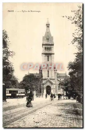 Paris(14 )Tramway L&#39Eglise St-Pierre de Montrouge-St Pierre of Montrouge Church - Ansichtskarte AK