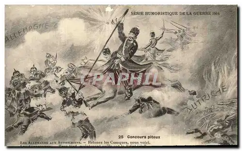 Serie Humoristique de la Guerre 1914- Concours piteux- Les Allemands Aux Autrichiens-Retenez Les Cos
