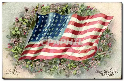 American Flag Illustration- The Star Spangled Banner- Ansichtskarte AK