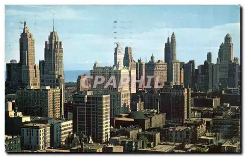 Illinois- Chicago Skyline Looking Southerly From Chicago Avenue With Lake Michigan In The Background