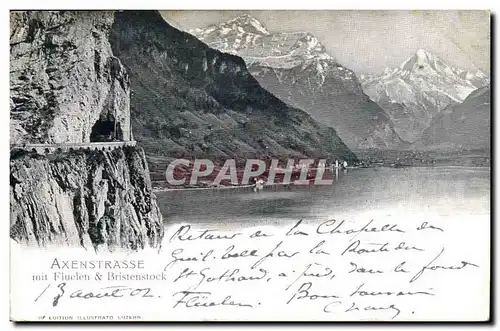 Cartes postales Suisse Axenstrasse mit Fluelen & Bristenstock