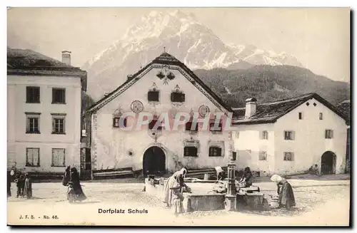 Cartes postales Suisse Dorfplatz Schuls