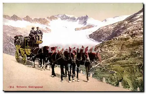 Cartes postales Suisse Gebirgspost Relais de poste Chevaux caleche