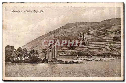 Bingen- Mauseturm u Ruine Ehrenfels-Ansichtskarte AK